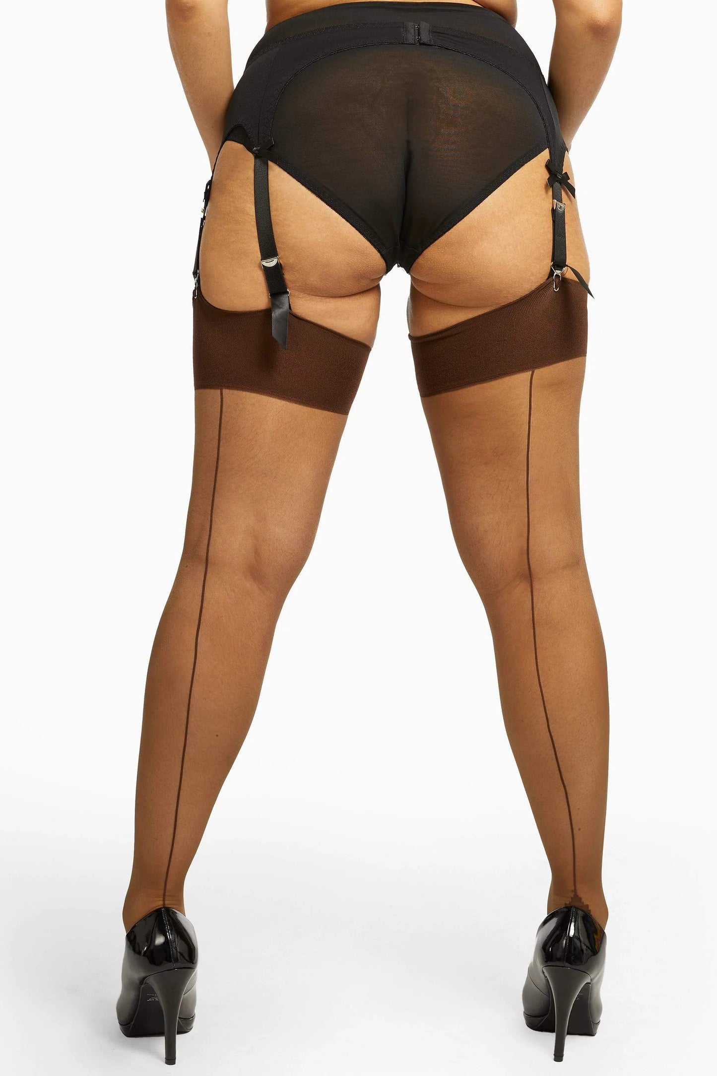 Dark Nude Seamed Stockings - Sizes 4-18