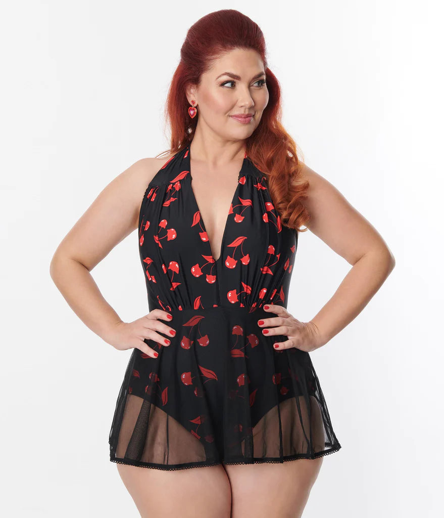Emily The Strange Skirted Plunge One Piece By Unique Vintage - S