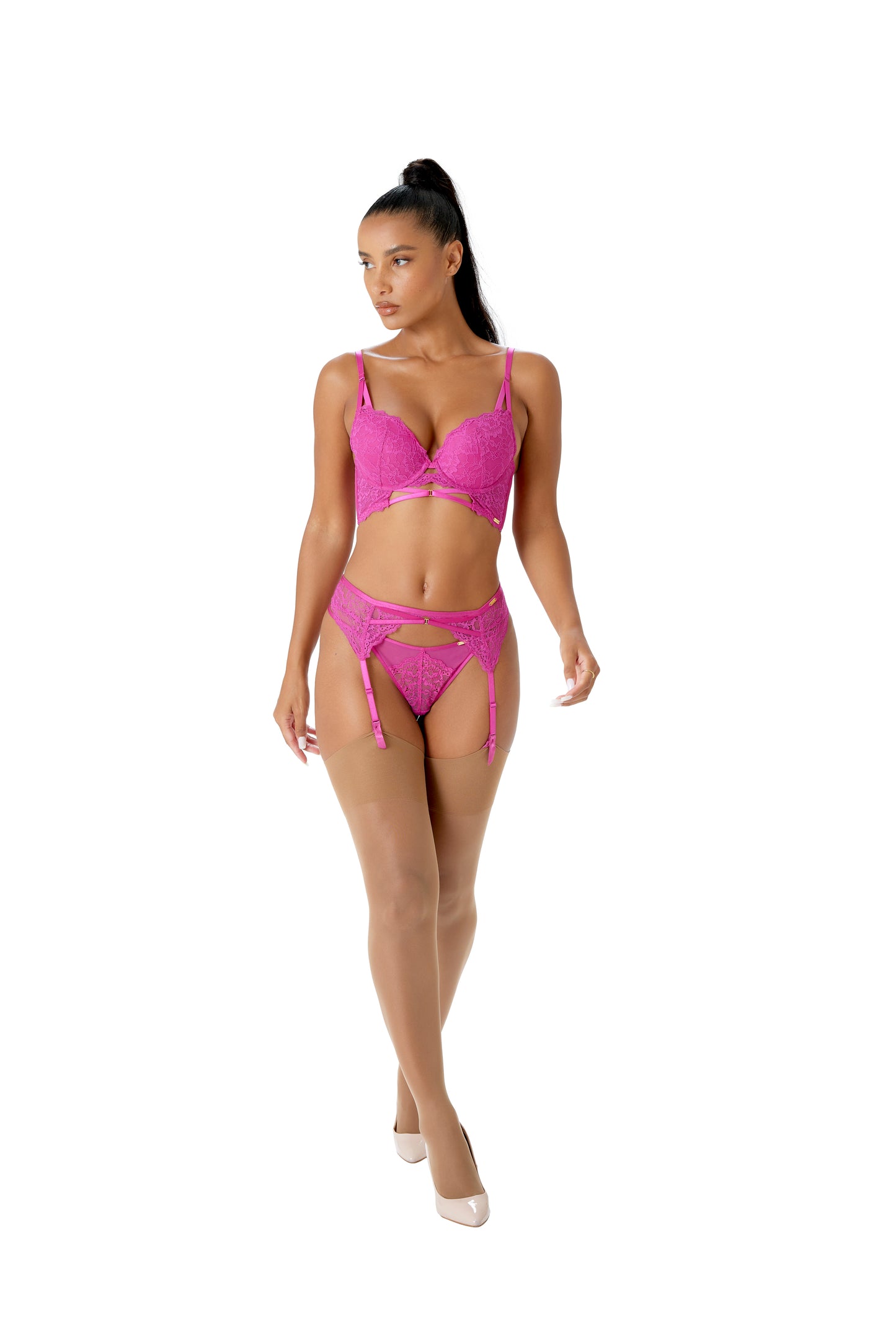 Suspense Fuchsia Lace Longline Bra By Gossard - 30-38 bands A-G cup (UK size)