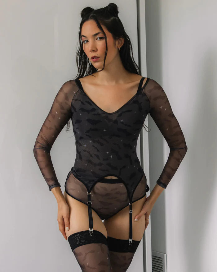 Bats in the Belfry Long Sleeve Garter Tee - XS- L