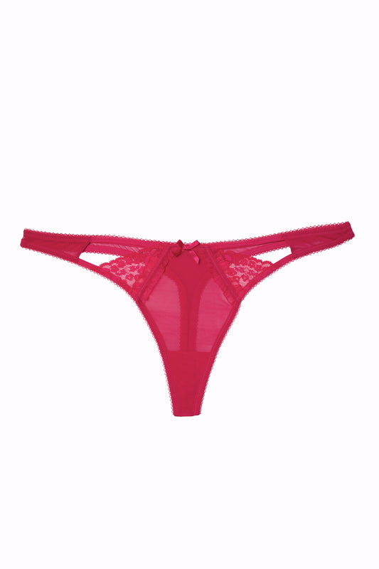 Hot Pink Cherry Cut Out Thong - sizes 14-16