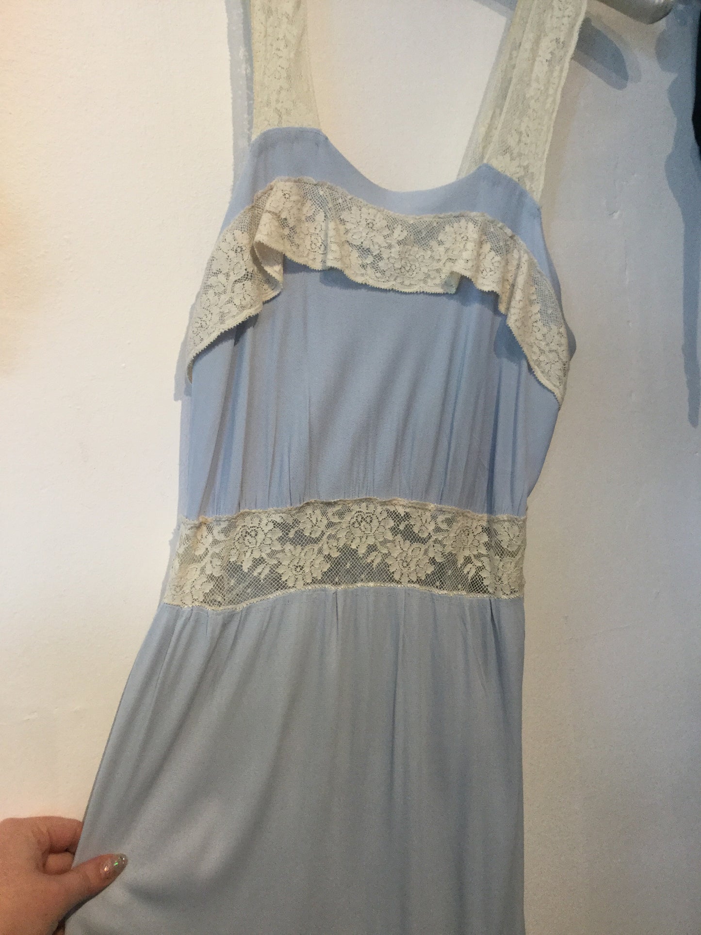 Pretty Blue Lace Jersey Gown by Fantasy S/M #086