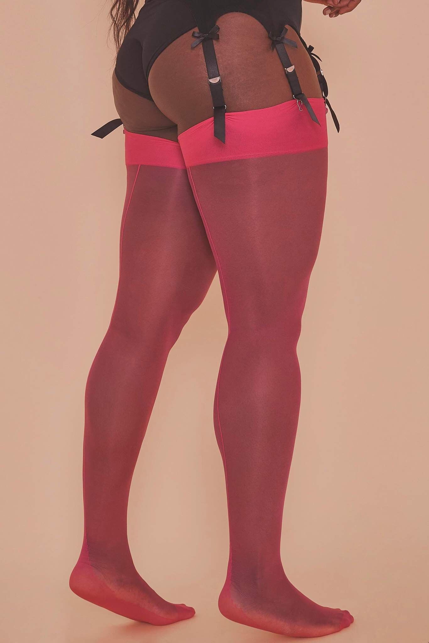 Pink Peacock Seamed Stockings - Sizes 4-18