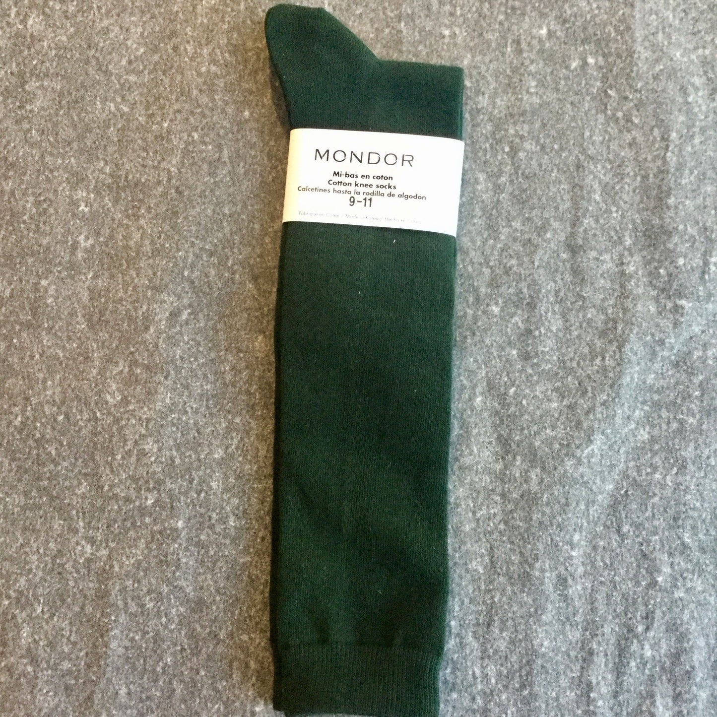 Cotton Knee Socks - Black, White + Hunter Green
