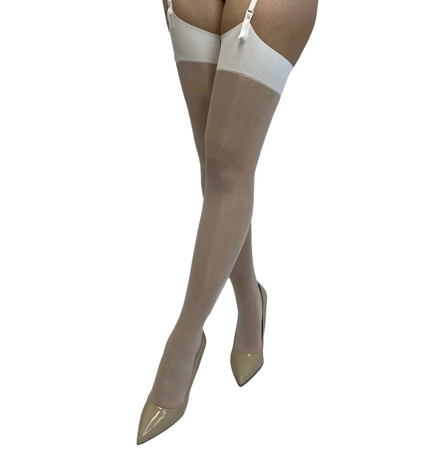 Seamless Shine Stockings in White