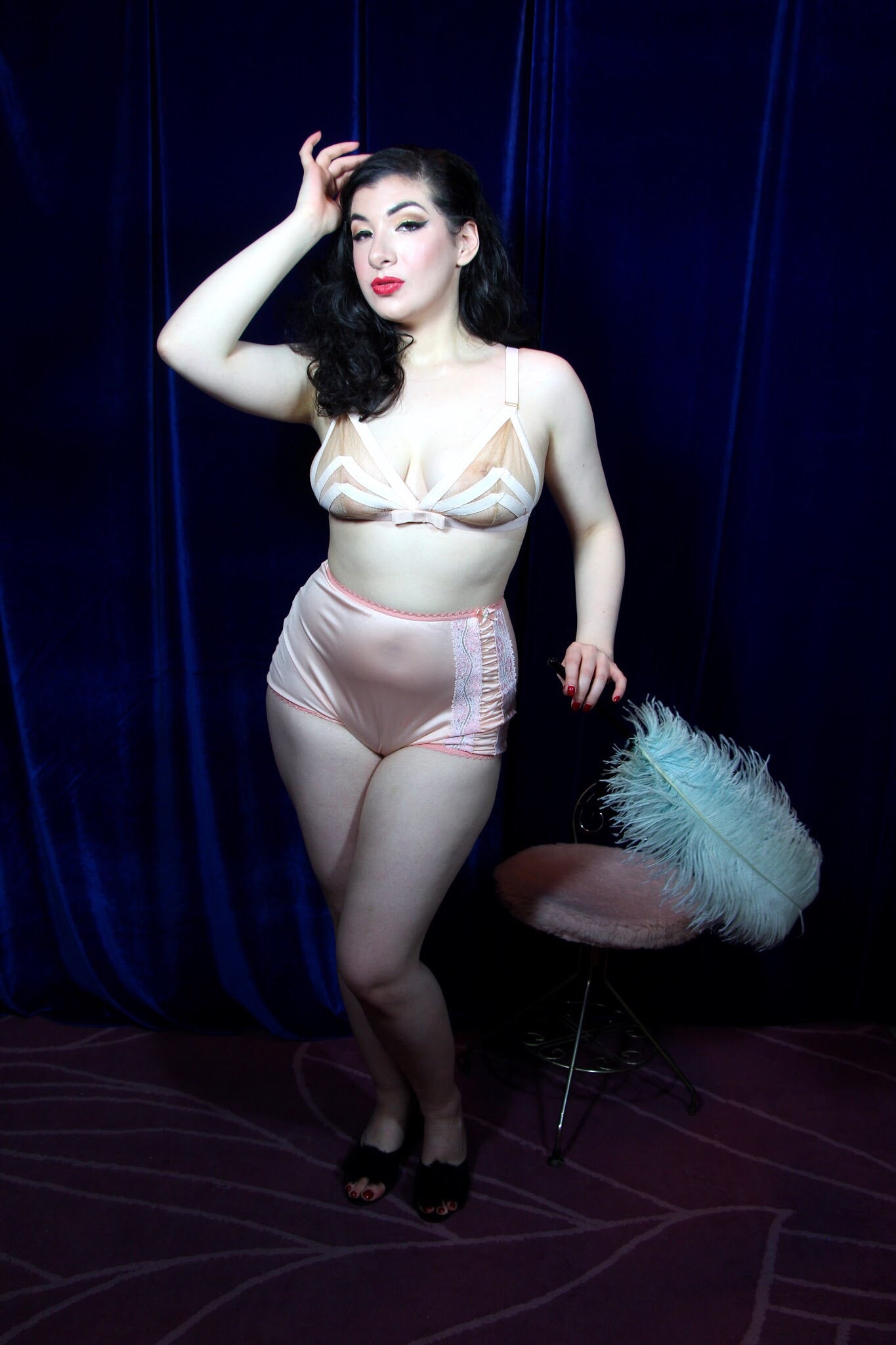 Peach Satin Pinup Brief