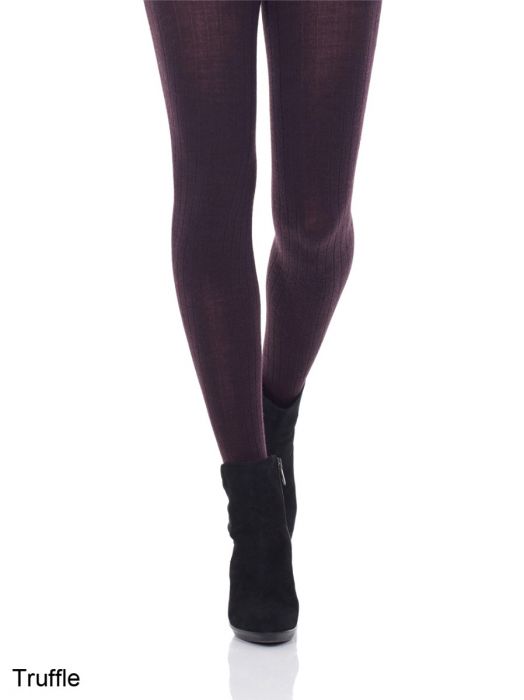 Merino Wool Ribbed Tights in Truffle - S-L