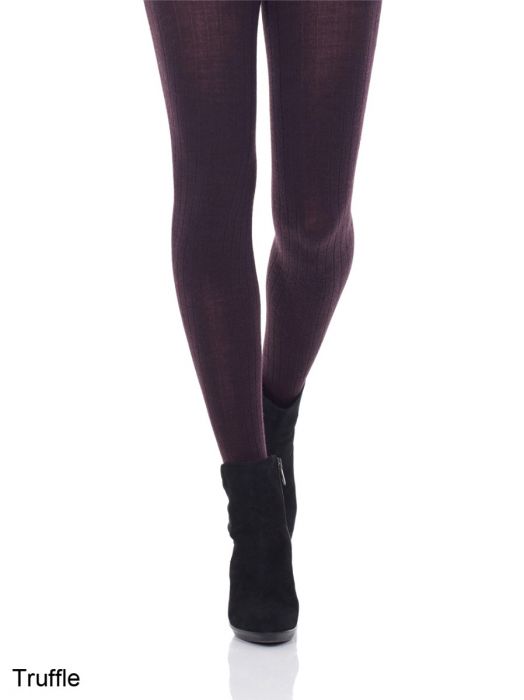 Merino Wool Ribbed Tights in Truffle - S-L