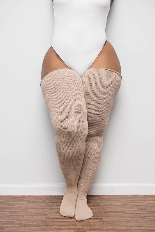 Thunda Thighs Thigh High Socks In Whole Wheat - Short
