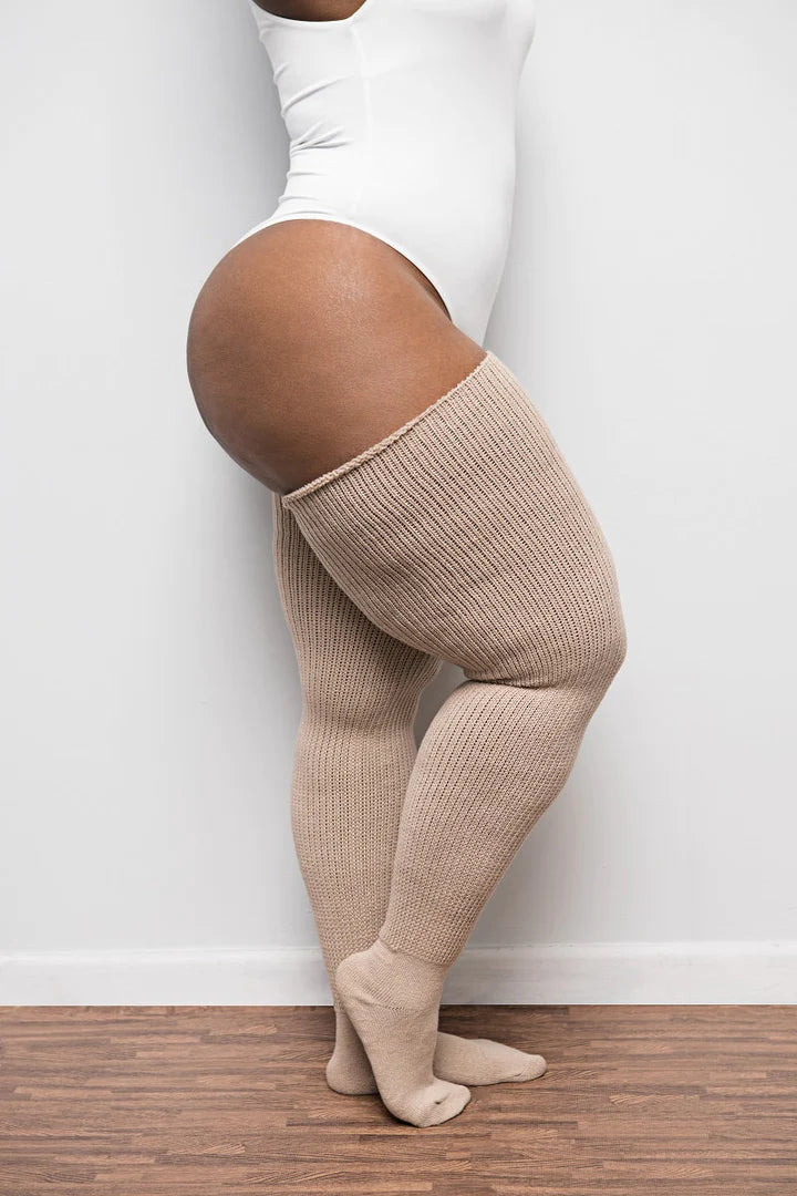 Thunda Thighs Thigh High Socks In Whole Wheat - Short
