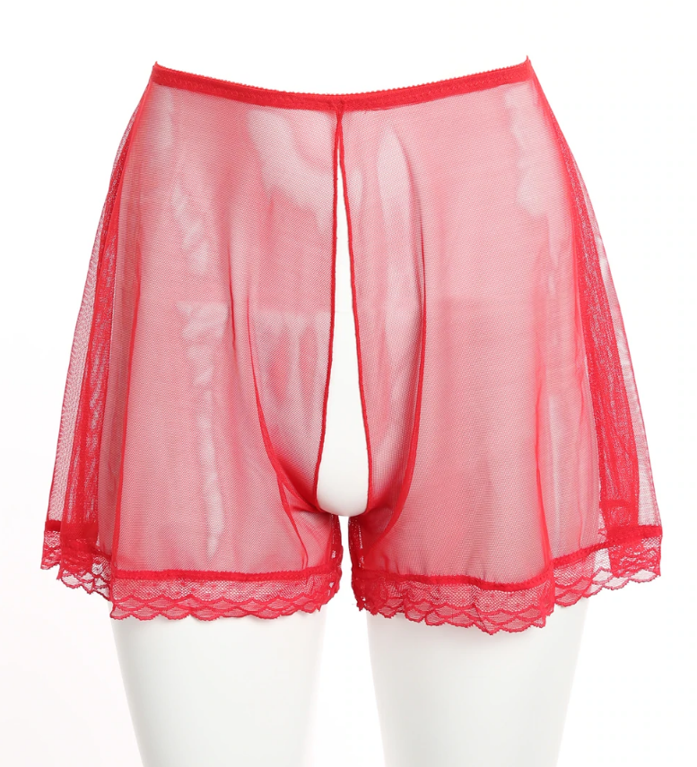 Peepshow Ouvert French Knickers In Red - S-3X