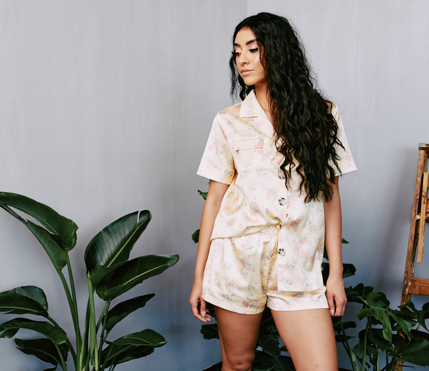 Satin Vintage Floral Short PJ set By Kilo Brava - S-XXXL