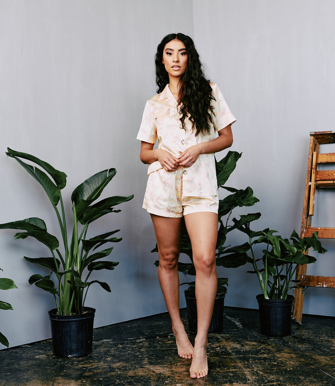 Satin Vintage Floral Short PJ set By Kilo Brava - S-XXXL