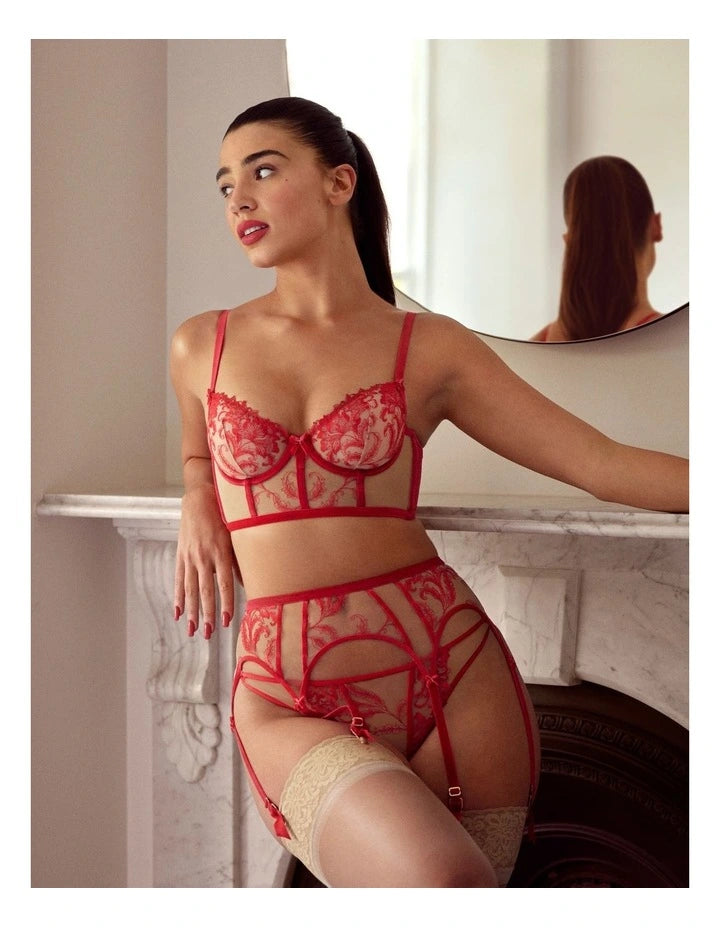 Nocturnelle in Flame Longline Bra By Dita Von Teese - 32DD