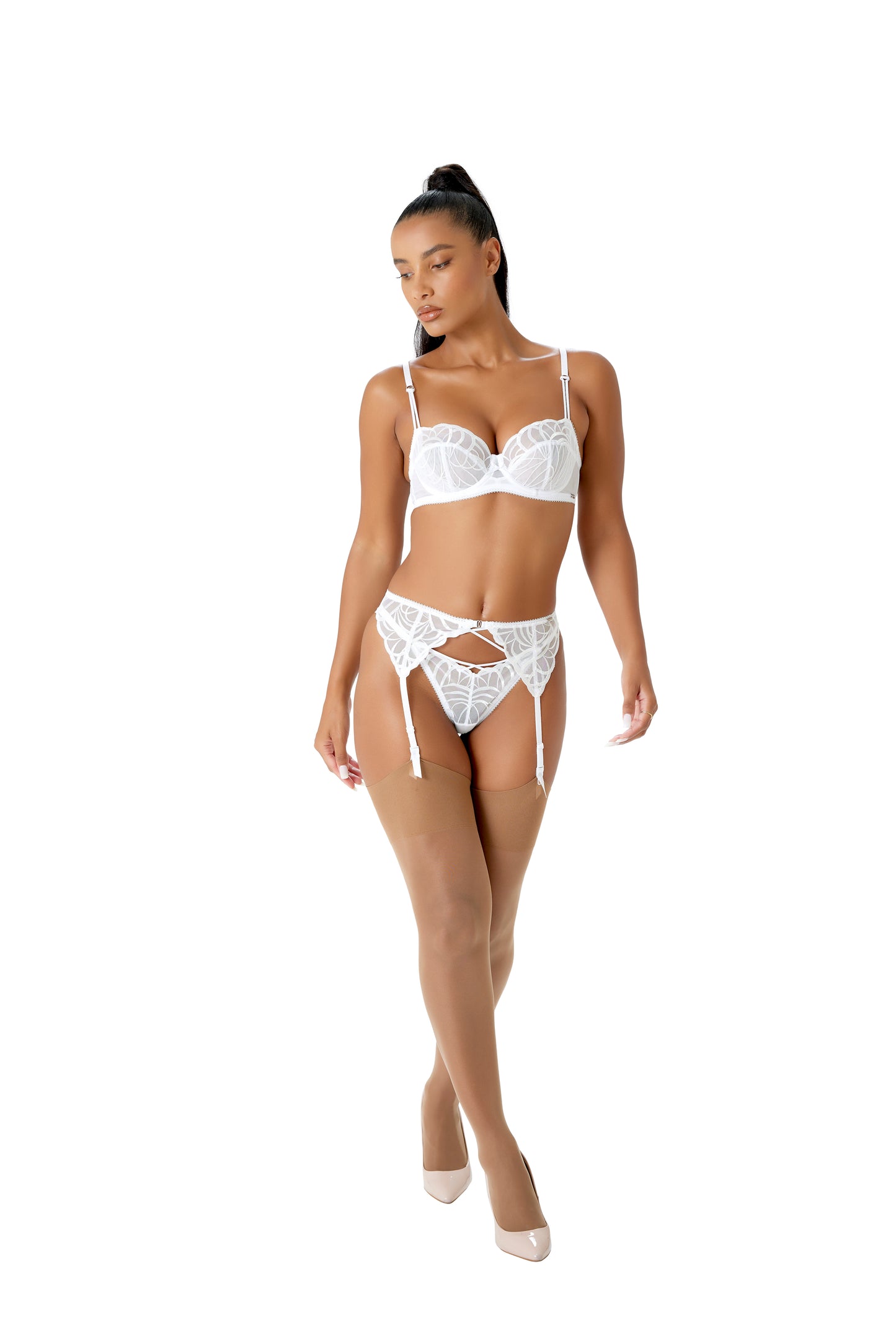 Fiesta Suspender in Sparkling White By Gossard - sizes XS-XL