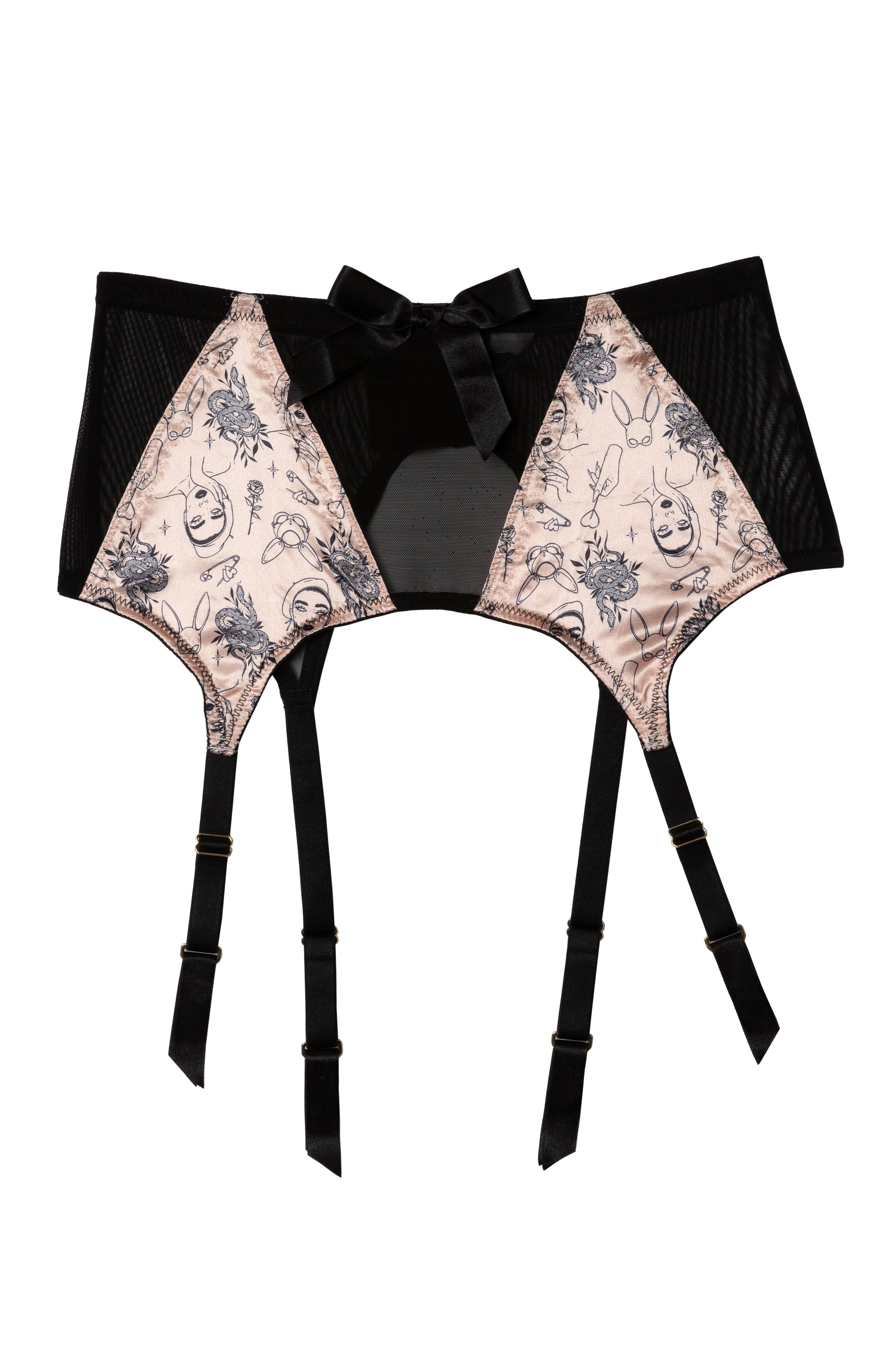 Tattoo Print Suspender Belt - sizes 4-18