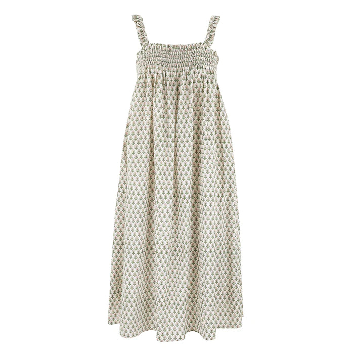 Tulip Smocked Ruffle Nightie in White And Pearl Pink By Dilli Grey - S-XL