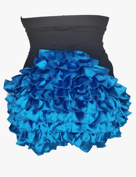 Kiss Me Deadly Retro Classics Rufflebutt High Waist Knicker In Black with Turquoise- S-XXL