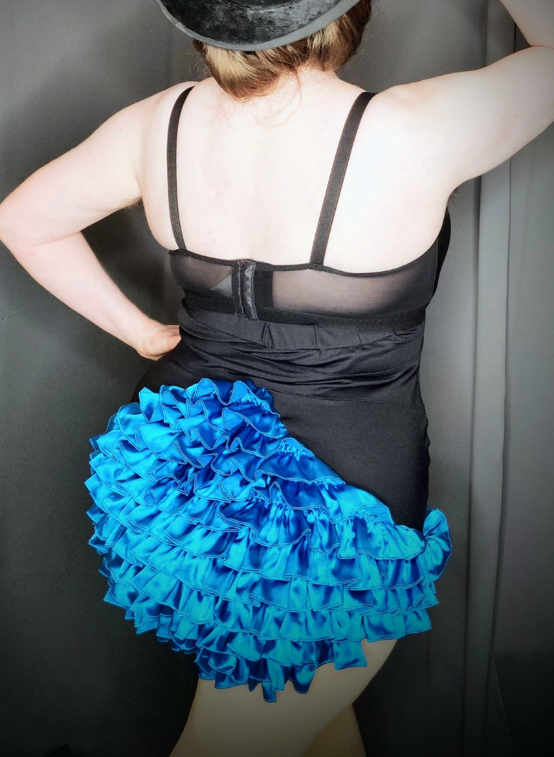 Kiss Me Deadly Retro Classics Rufflebutt High Waist Knicker In Black with Turquoise- S-XXL