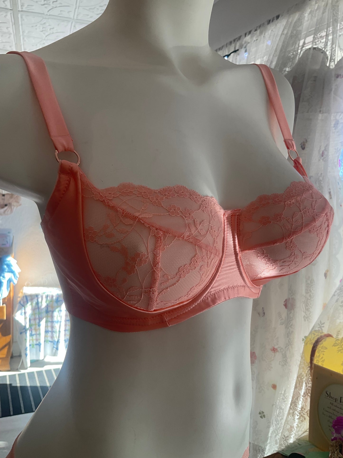 Sophia Silk & Lace Balconette Bra in Apricot By Katherine Hamilton - 26-38 D-HH (UK)