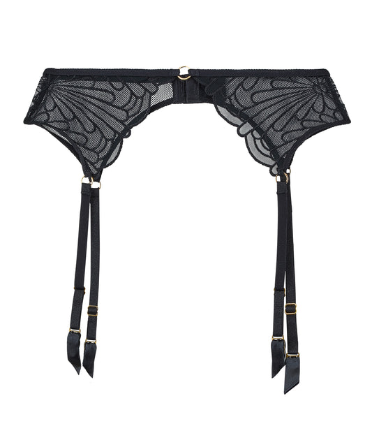 Black Lace SCARLETT Wide Retro Garter Belt 6 Strap Suspender Belt