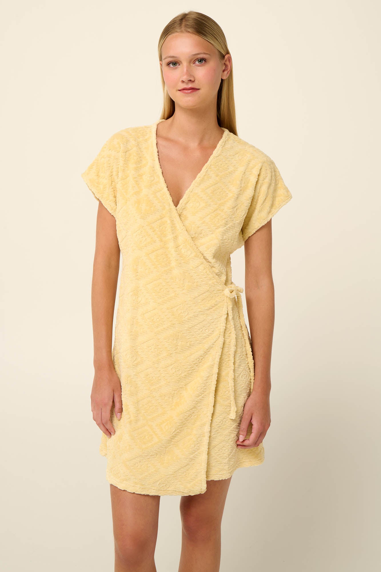 Frottee (Terrycloth) Wrap Robe in Banana By Vamp - S-2XL