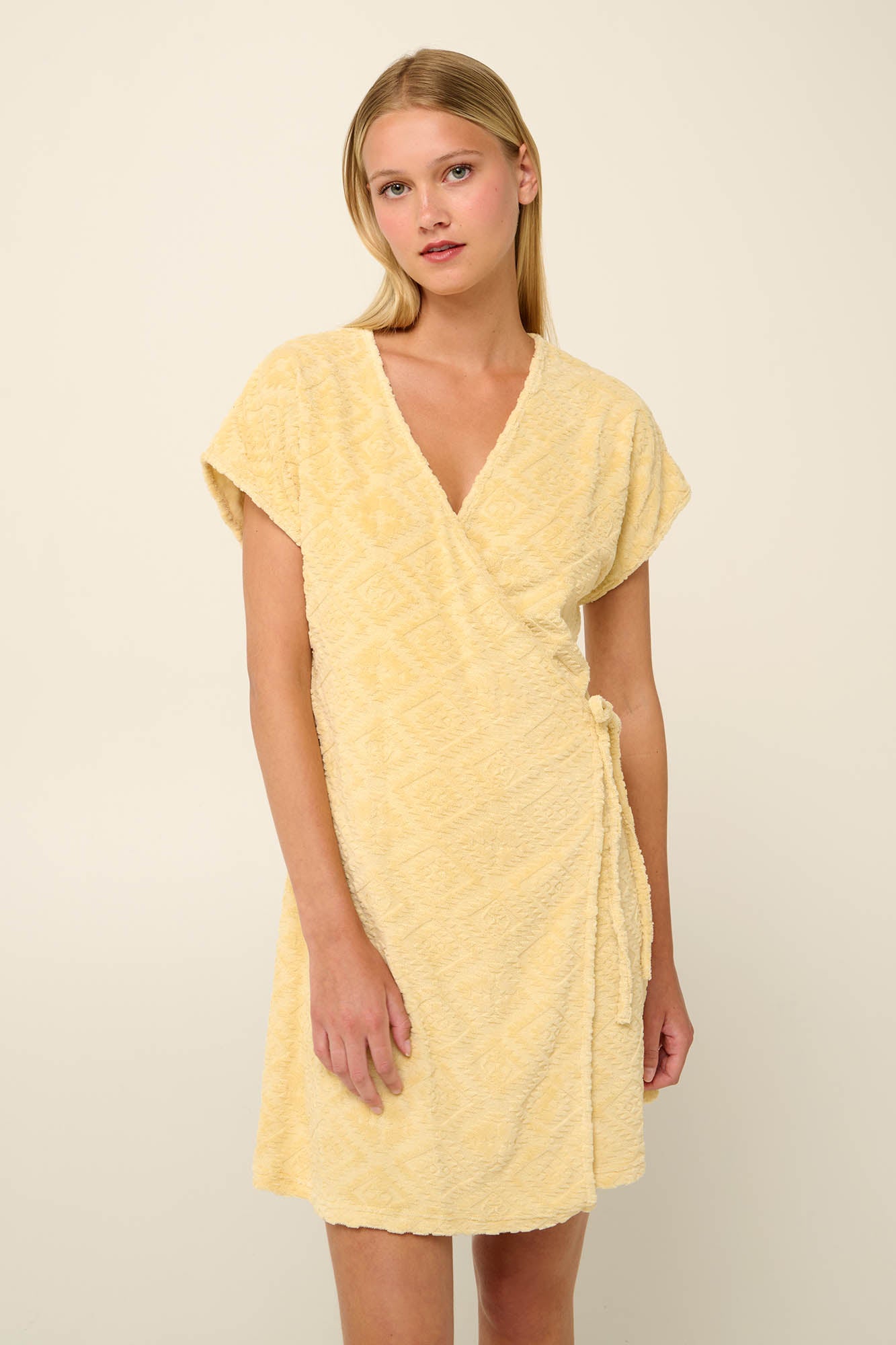 Frottee (Terrycloth) Wrap Robe in Banana By Vamp - S-2XL