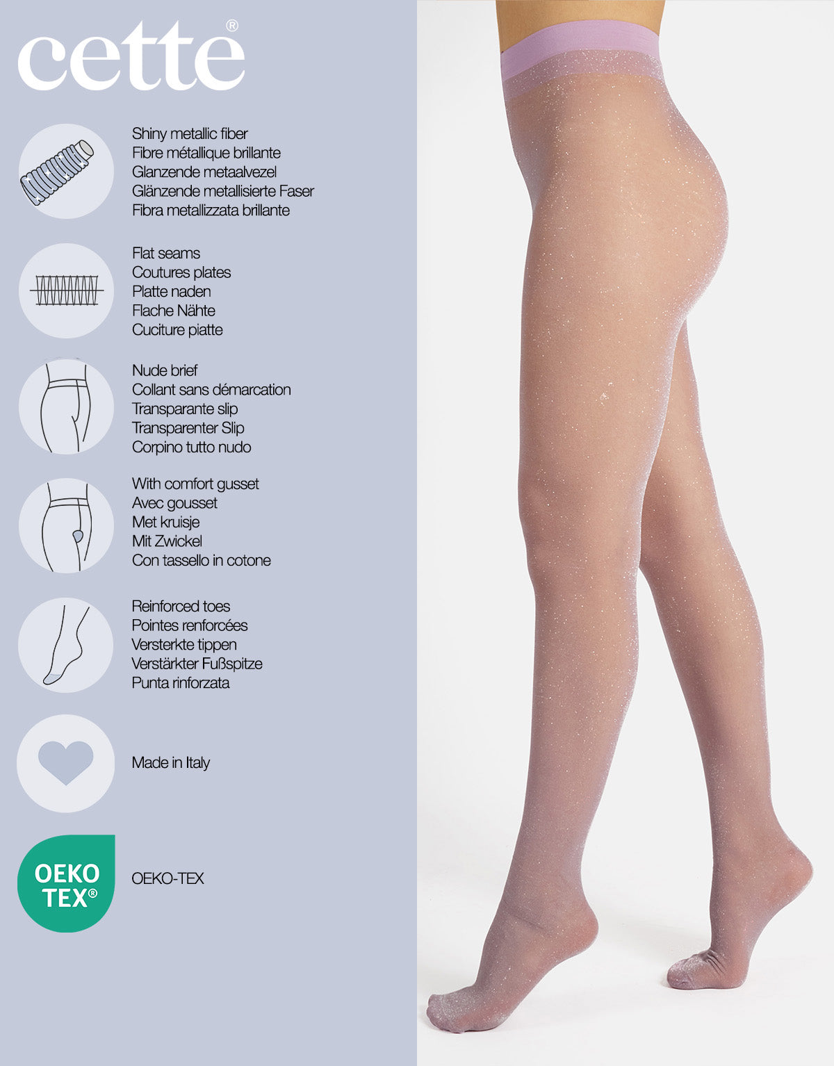 Hollywood Sparkling Lurex Tights in Mulberry Silver - S-4X