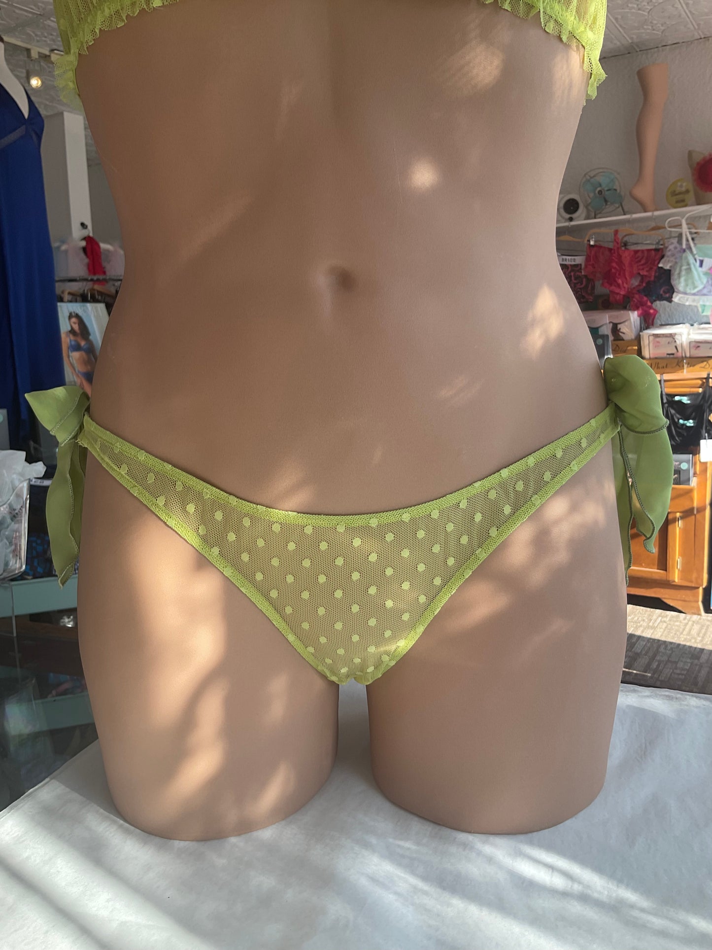 Coucou Lola Side Tie Bikini By Only Hearts in Black, Kiwi + Honey