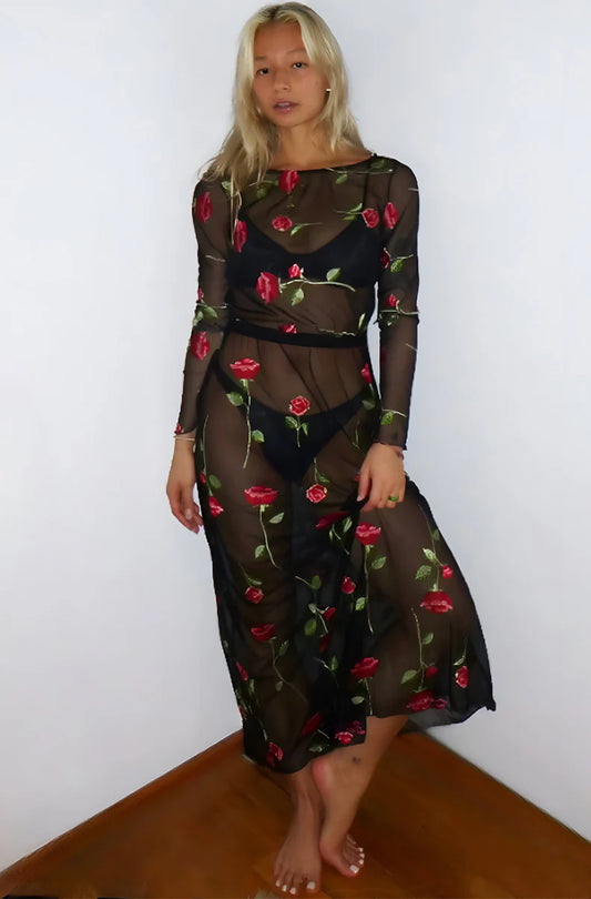 A Rose Is A Rose Clara Longsleeve Dress By Only Hearts Lingerie - XS