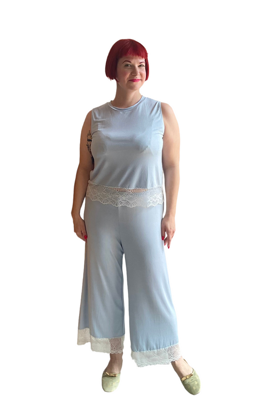 Venice Cropped Pant in  Powder Blue - S-XL + (SO stretchy!!!)