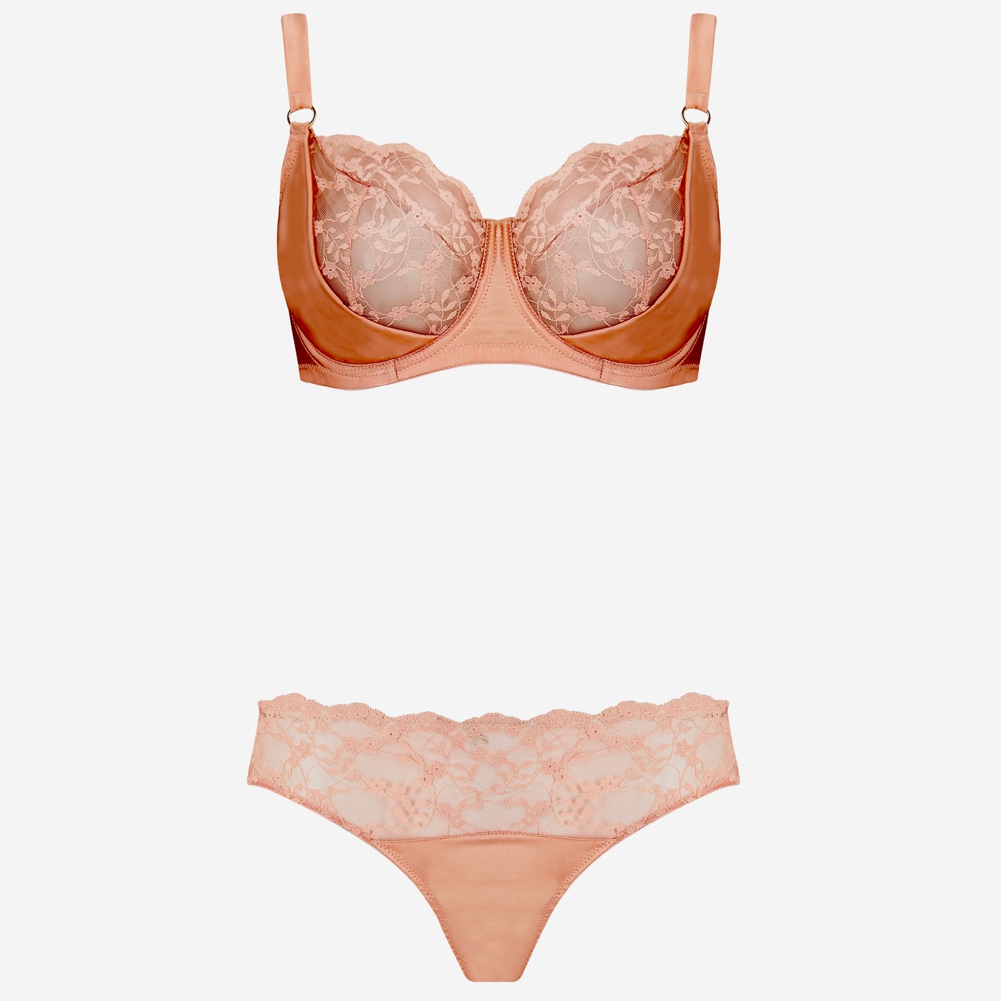 Sophia Silk & Lace Balconette Bra in Apricot By Katherine Hamilton - 26-38 D-HH (UK)
