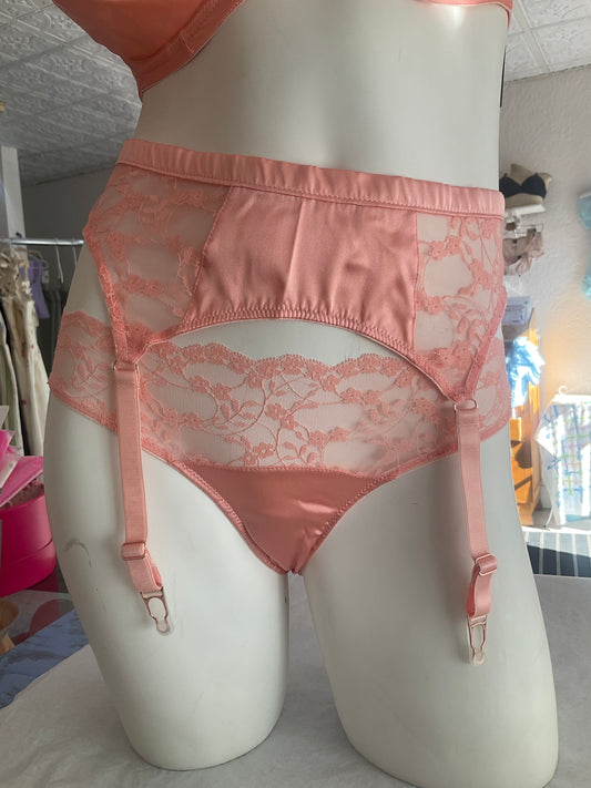 Sophia Silk High Waist Suspender Belt in Apricot By Katherine Hamilton