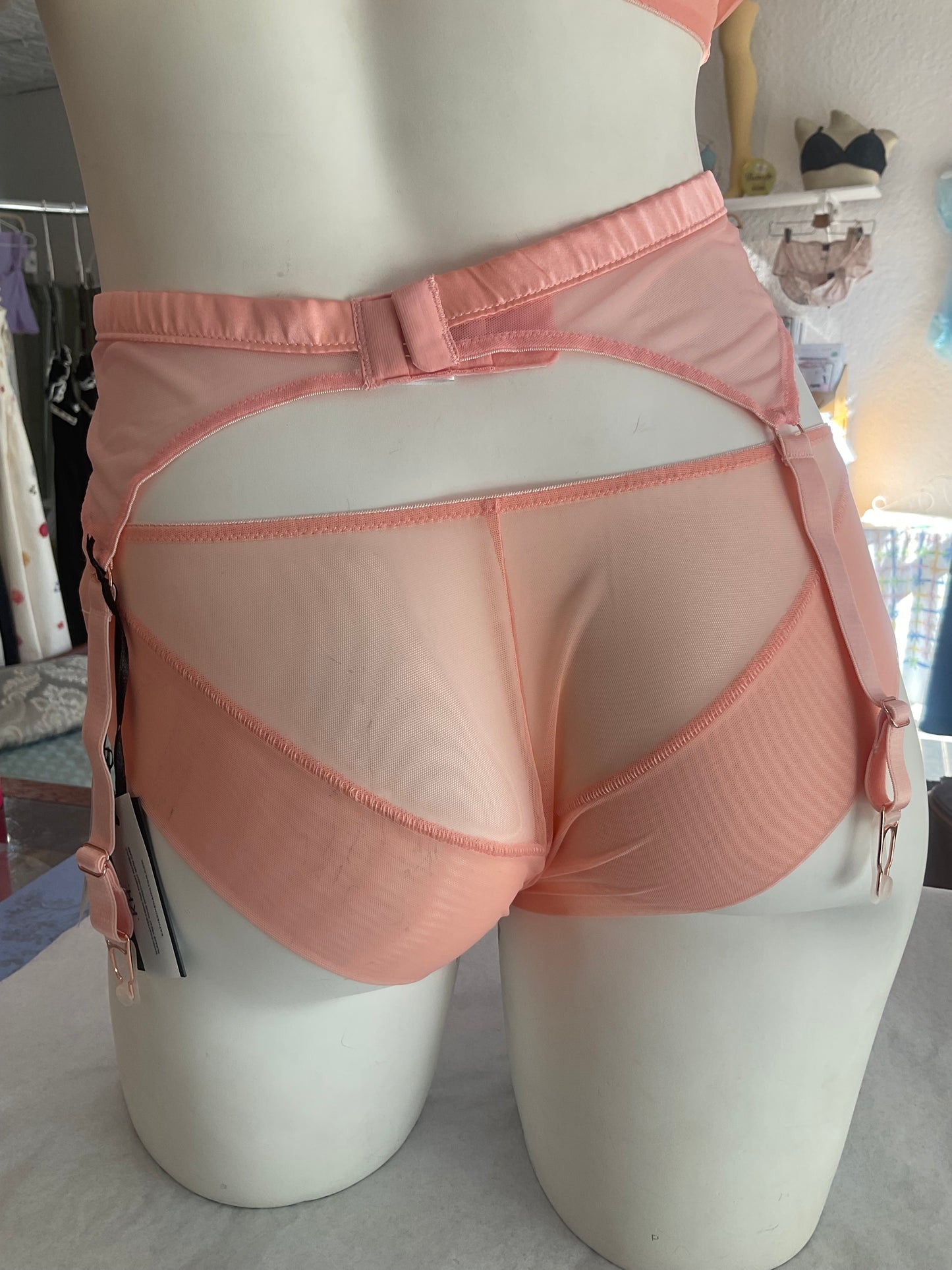 Sophia Silk High Waist Suspender Belt in Apricot By Katherine Hamilton