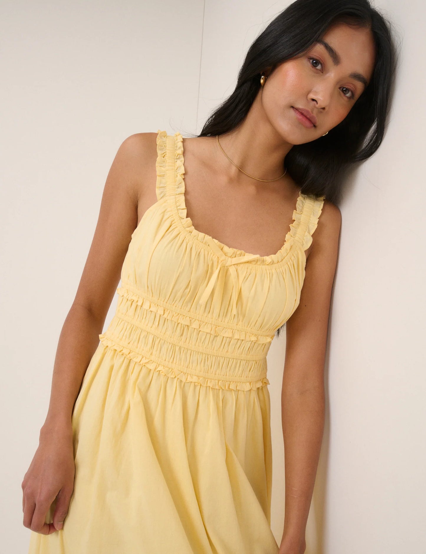Ariel Organic Cotton Midi Dress in Butter Yellow - sizes 2-14 ++ (US)