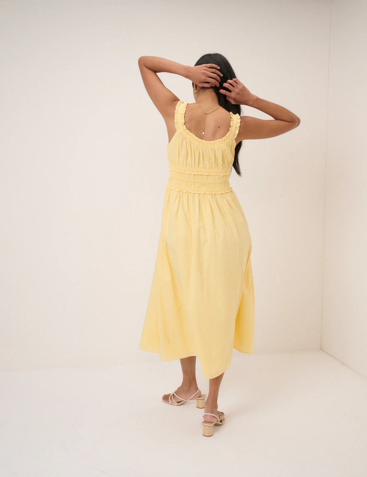 Ariel Organic Cotton Midi Dress in Butter Yellow - sizes 2-14 ++ (US)