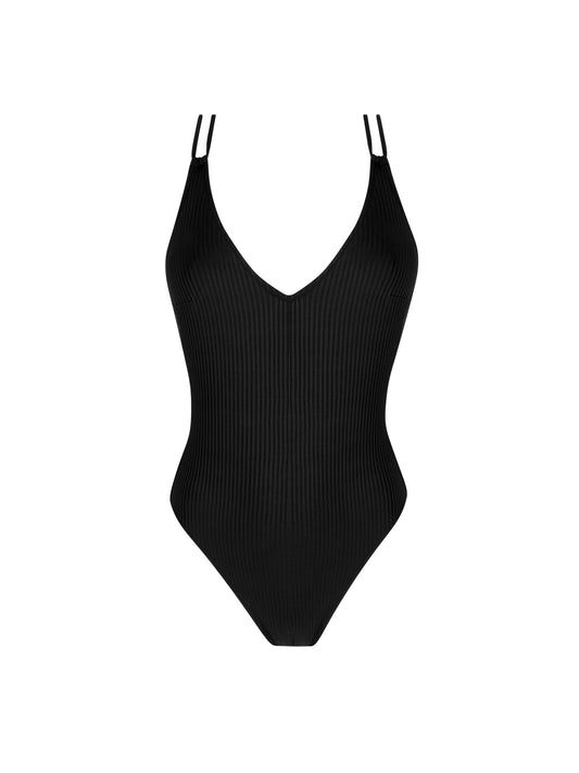 Stricto Chic Non Wire Strappy Back One piece swimsuit in Black By Antigel - S-XL