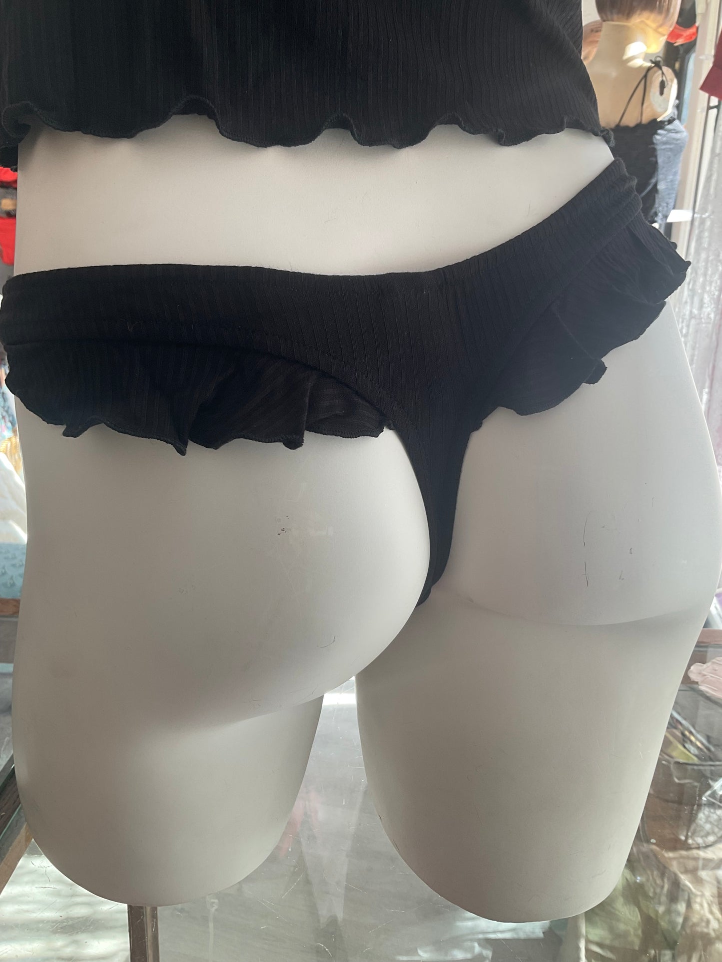 Feather Weight Rib Flutter Thong By Only Hearts Lingerie - S-L (+)