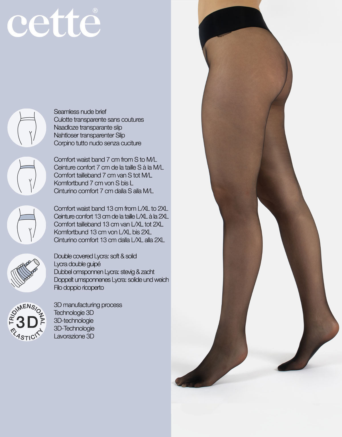 Seamless Sheer 15 DEN Tights Black - S-2X