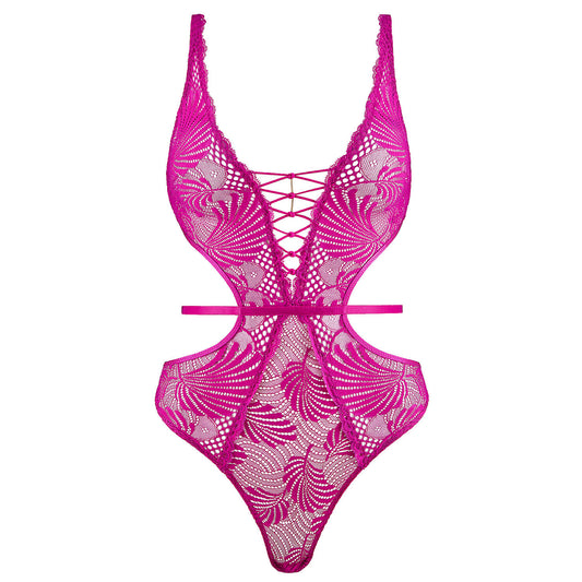 Rythym Of Desire in Radiant Pink Lace Bodysuit By Aubade - S-L