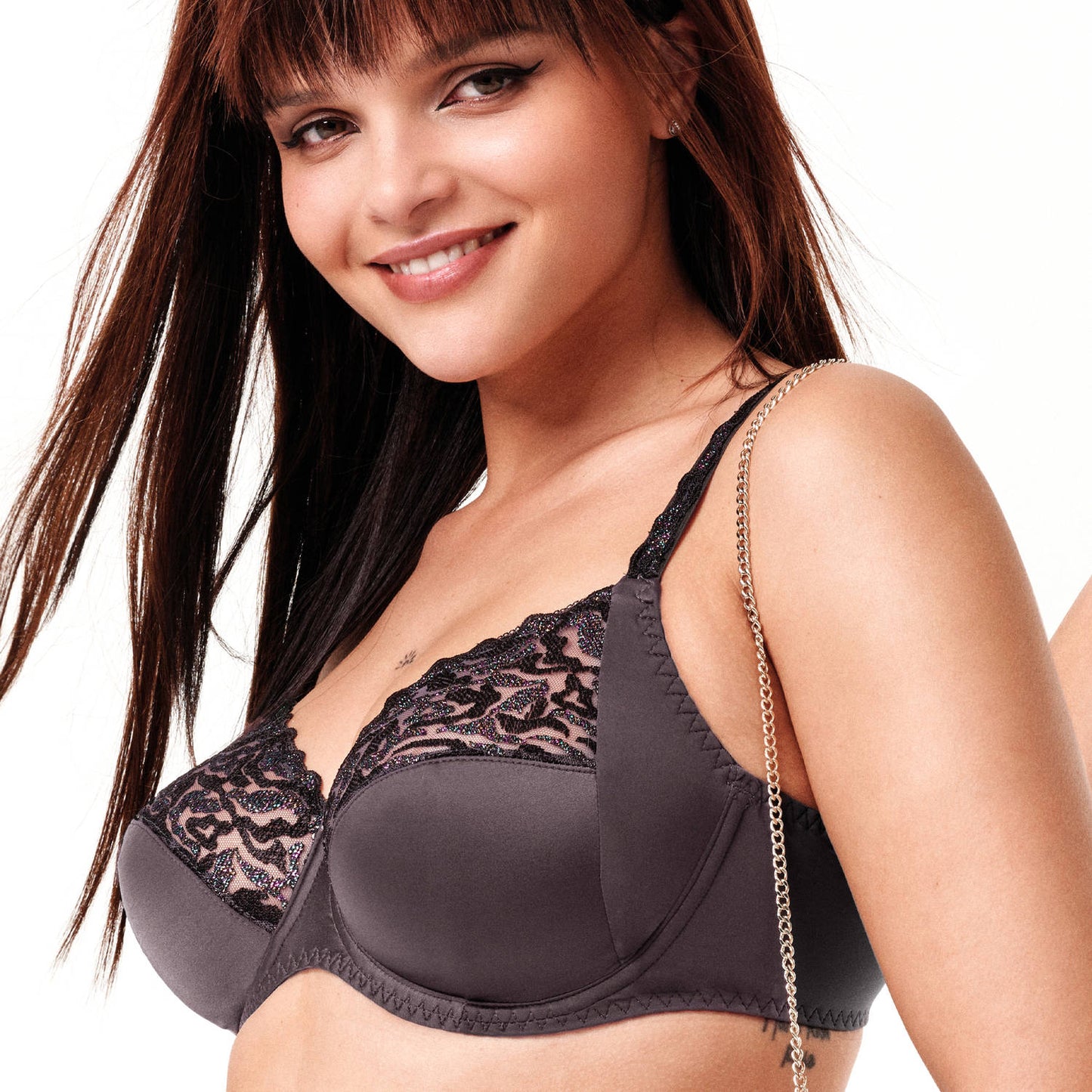Electric Waves in Smoke Full Cup Bra By Louisa Bracq - 30-46 bands, B-I cups (EURO sizing)
