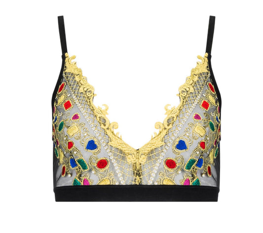 Jewels & Pearls Embroidered Tall Triangle Bralette By Kilo Brava - S - XXXL