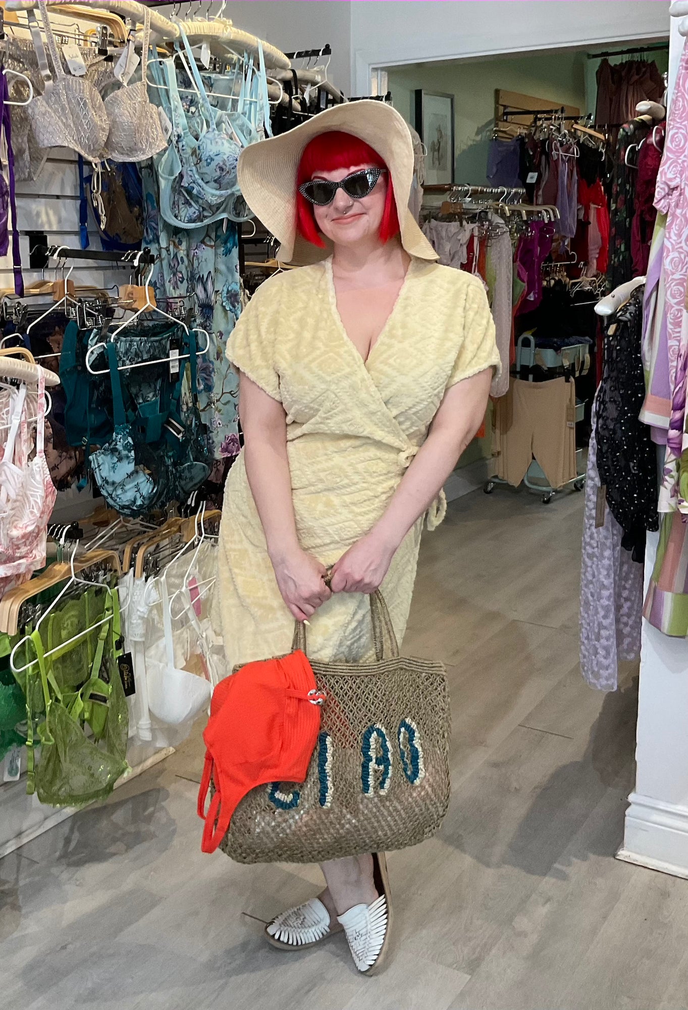 Frottee (Terrycloth) Wrap Robe in Banana By Vamp - S-2XL