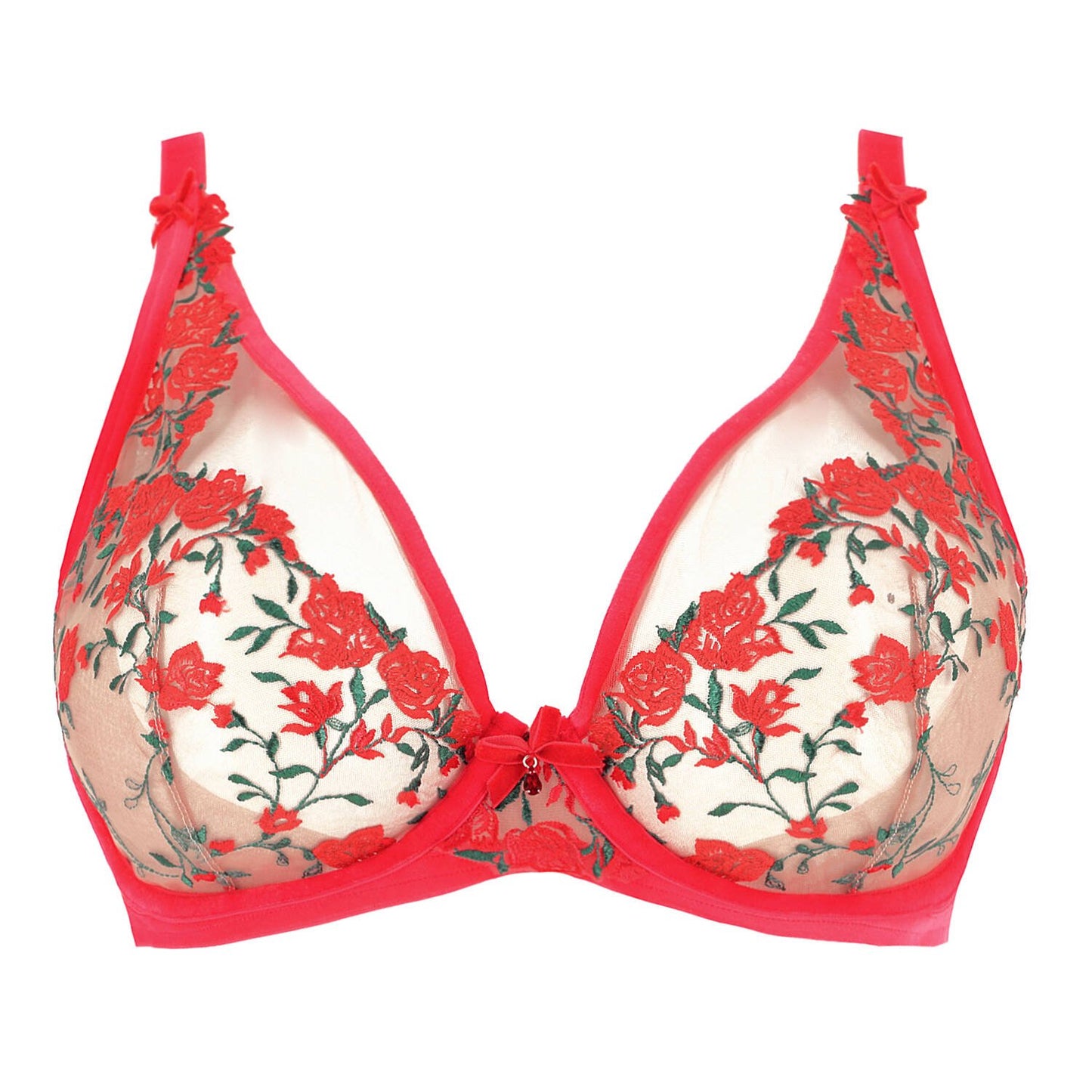 Rosewyn Curve Plunge Bra in Flame Red By Dita Von Teese - 38-44 D-FF (UK)/D-H (US)