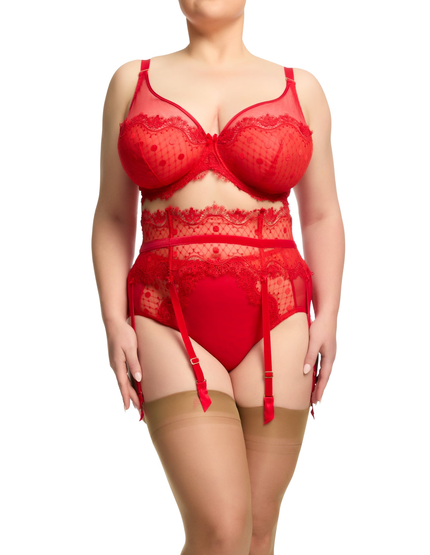 Vedette In Flame Red Curve Plunge Bra By Dita Von Teese - 38-44 D-G (UK)