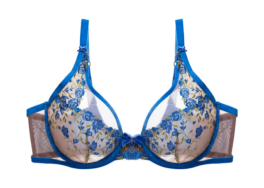 Rosewyn Curve Plunge Bra in Charming Blue By Dita Von Teese - 38-44 D-FF (UK)/D-H (US)