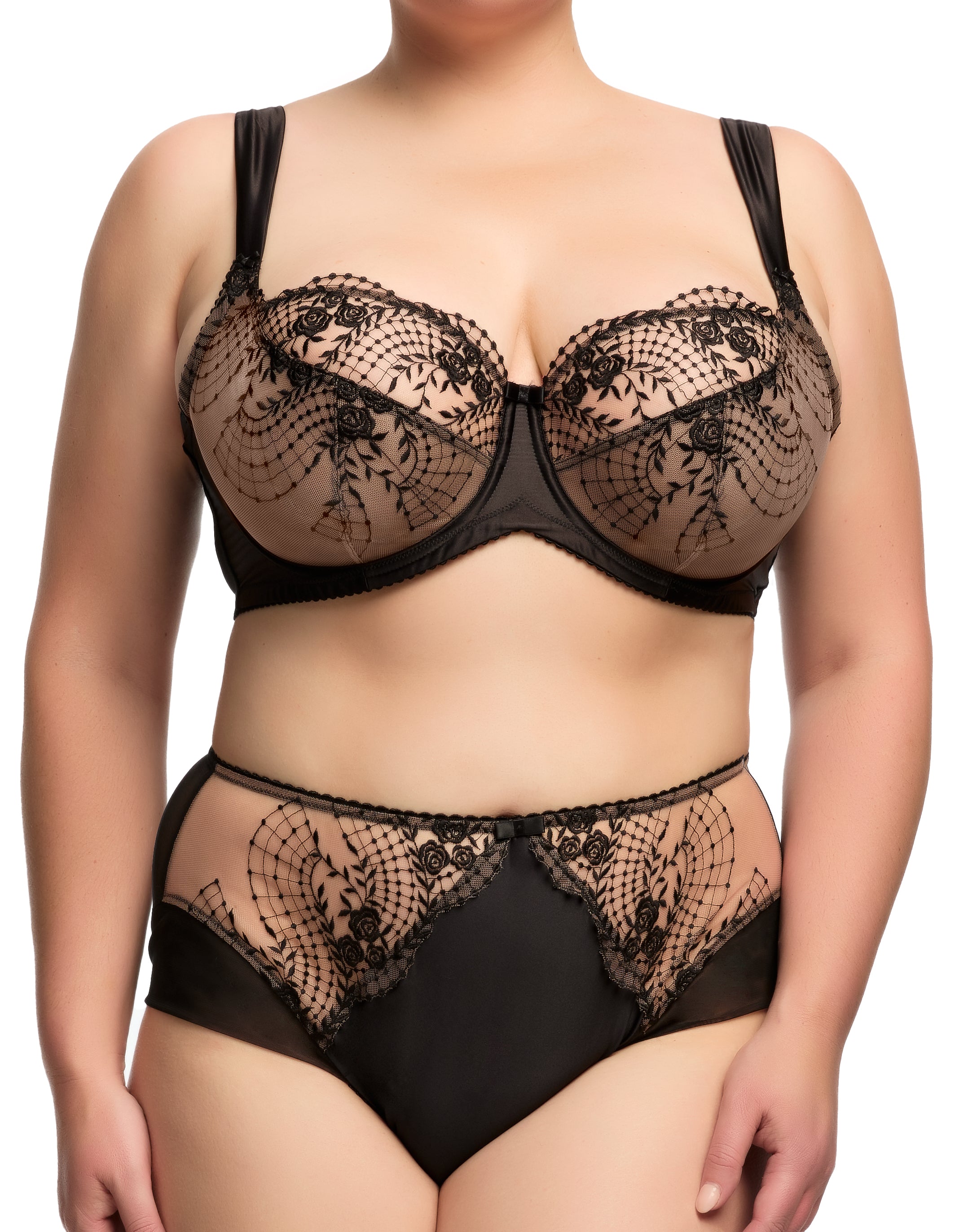 Julie's Roses Curve Bra in Black By Dita Von Teese - 38-44 bands D-G