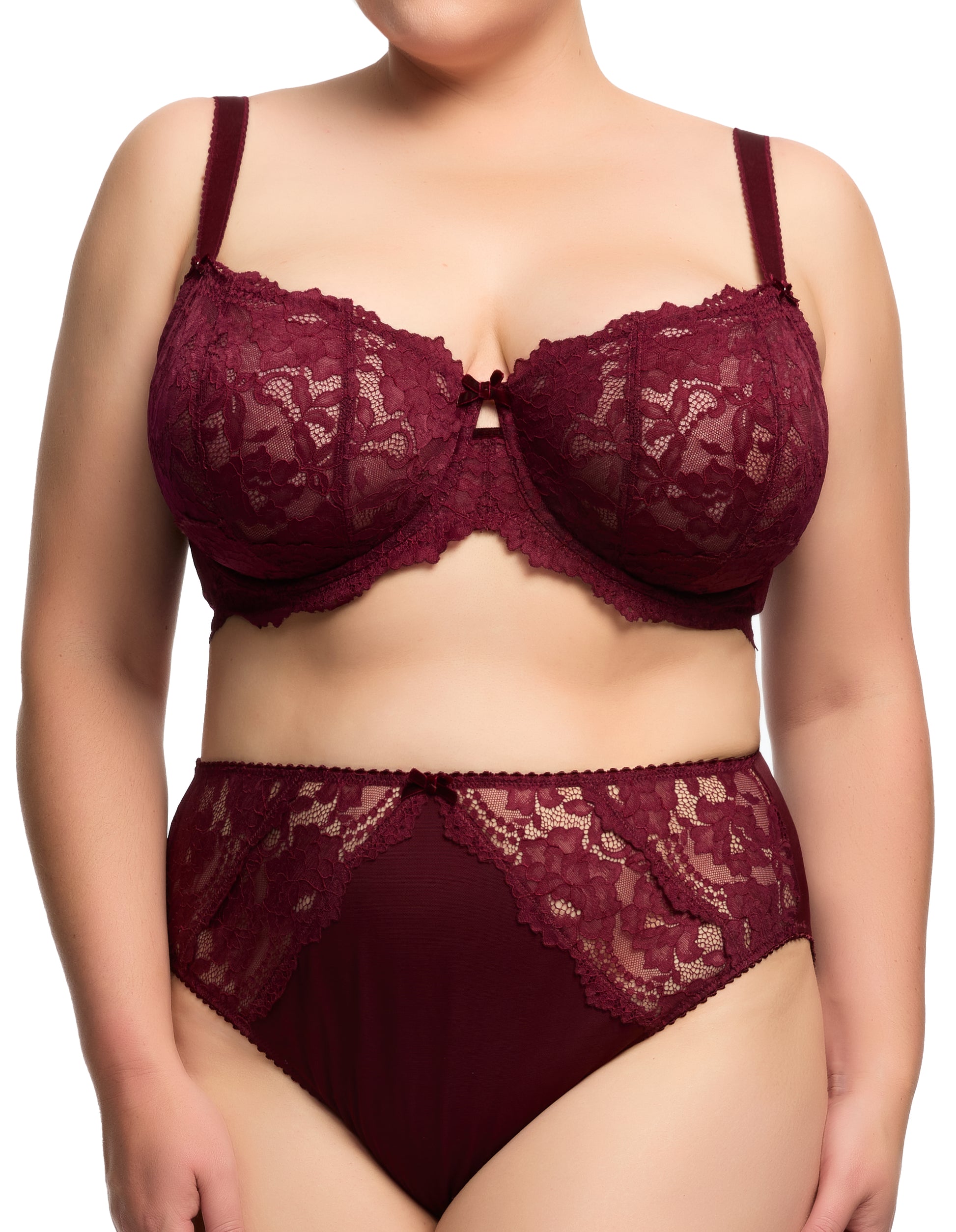 Gift Set: Burgundy Chemise with Lace Top Thigh Highs + Panty