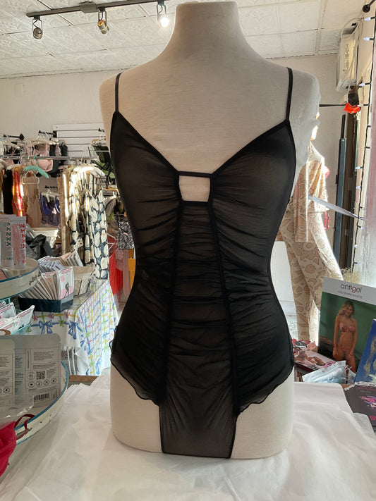 Tulle Pin Up Bodysuit in Besos or Black By Only Hearts Lingerie - S