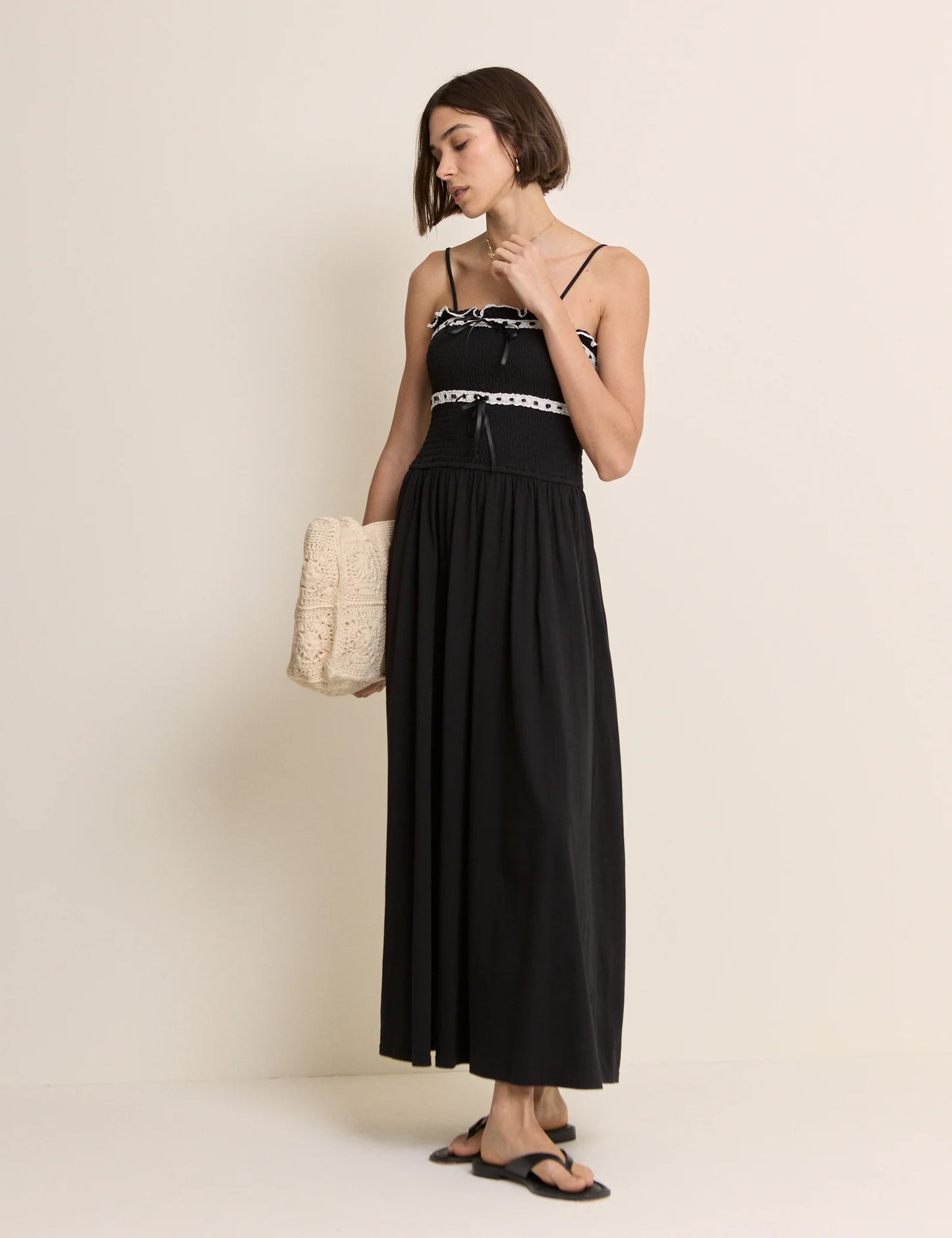 Ferne Cotton Jersey Ruffle Trim Midi Dress - sizes 2-14 ++ (US)